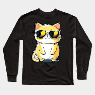 Cute ginger cat wearing sunglasses awesome Long Sleeve T-Shirt